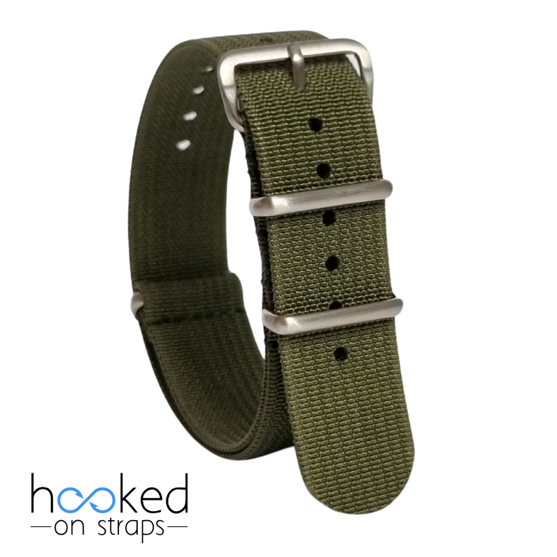 green regular ribbed nato strap