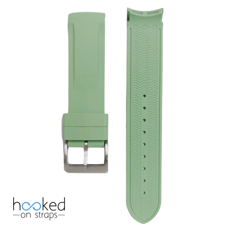 earth green curved rubber replacement strap for moonswatch
