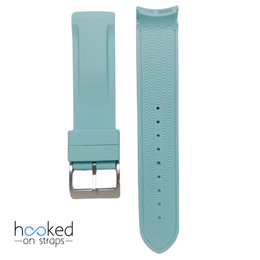 uranus blue curved rubber replacement strap for moonswatch