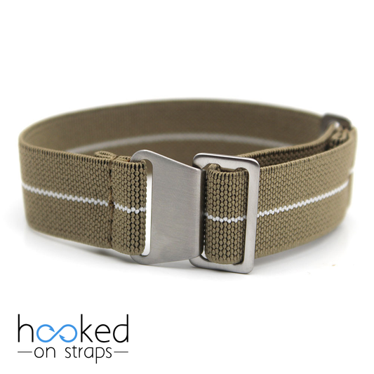 elastic nato beige strap with white centerline