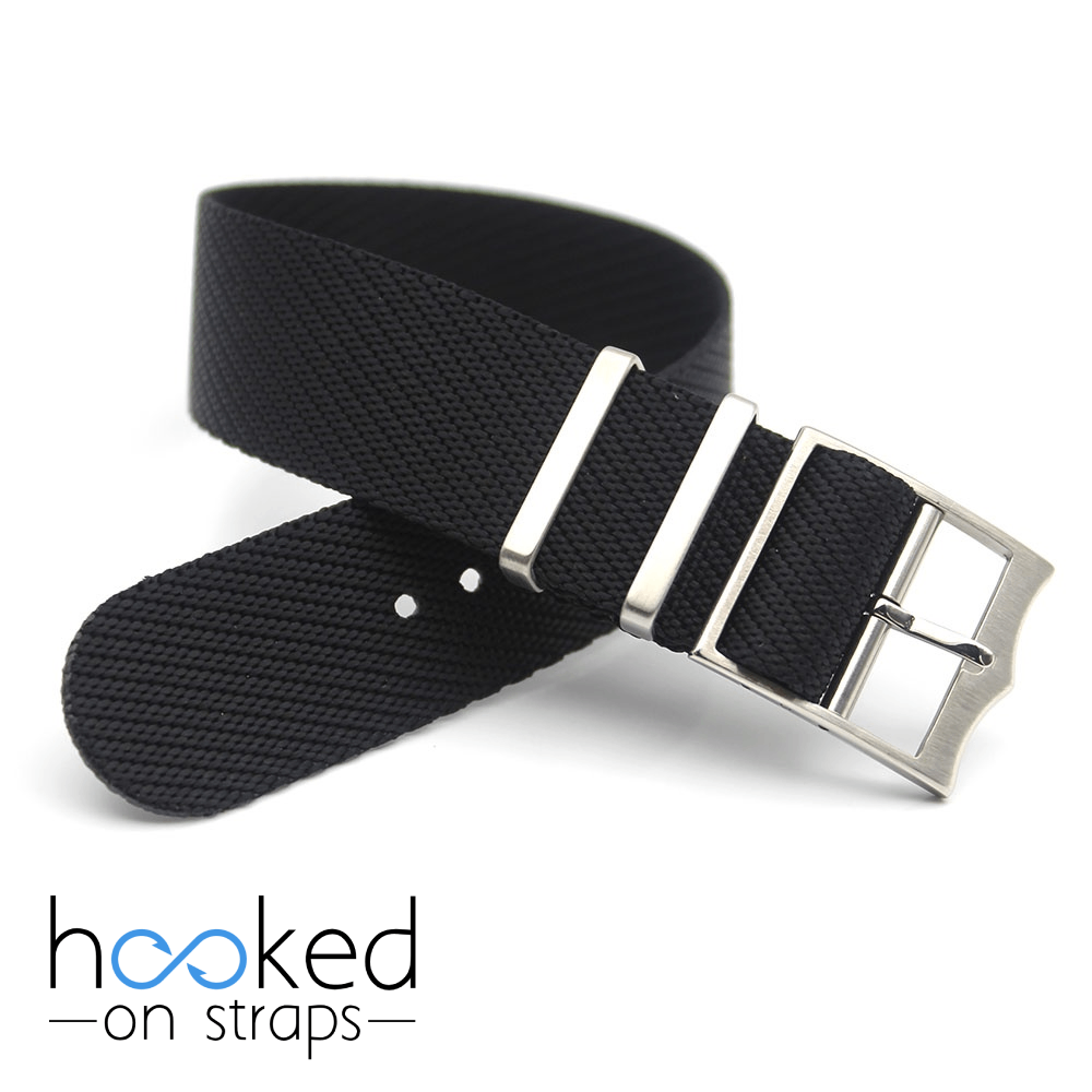 black adjustable single pass nato strap