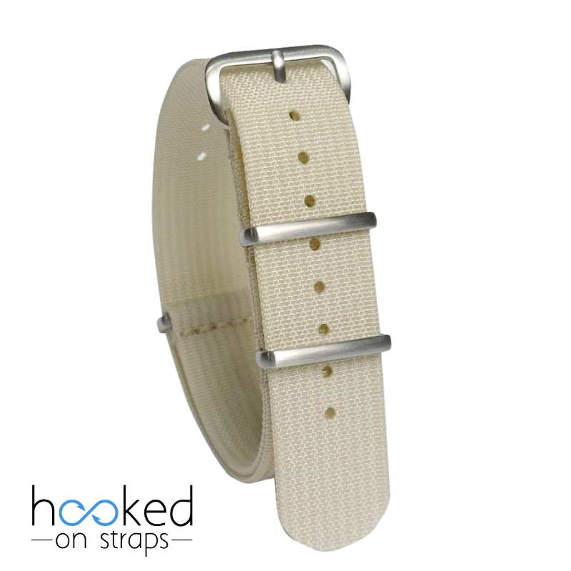 cream regular ribbed nato strap