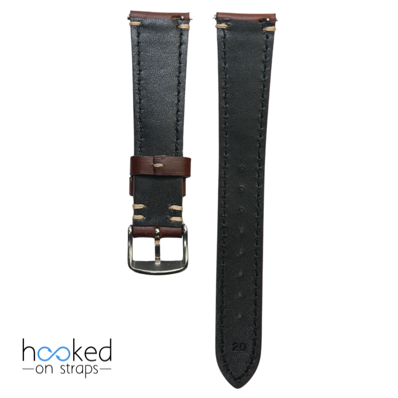 cordovan leather dark brown strap - back view