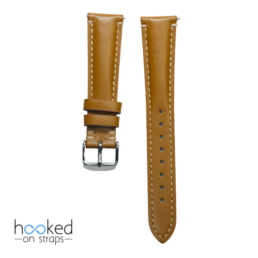 cordovan leather strap - front view - brown tan