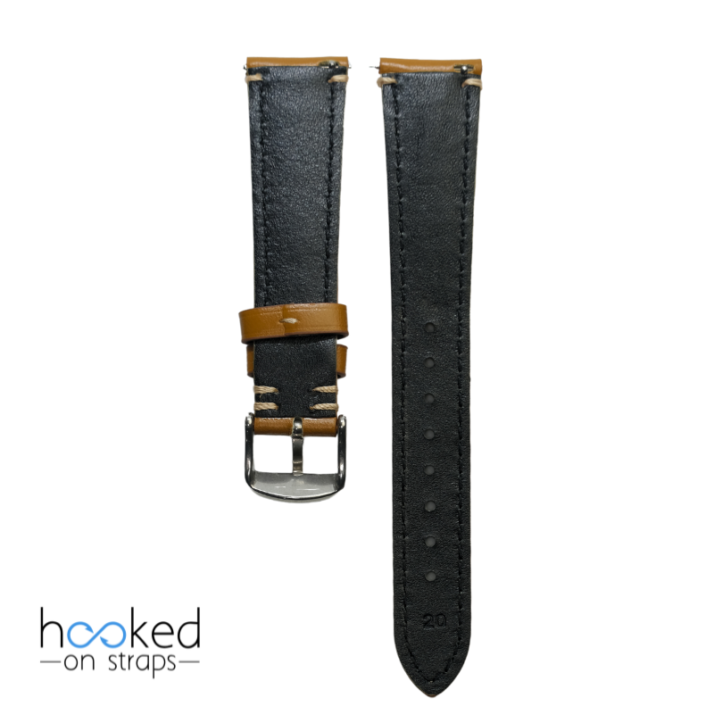 cordovan leather strap - back view - brown tan