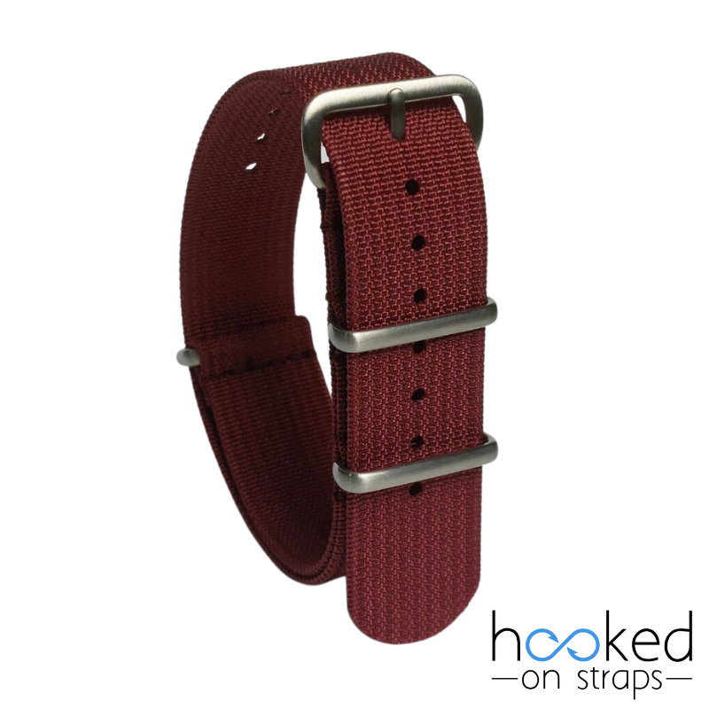red maroon regular ribbed nato strap