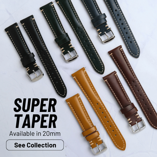 cordovan leather straps in various colors = blue brown tan black green