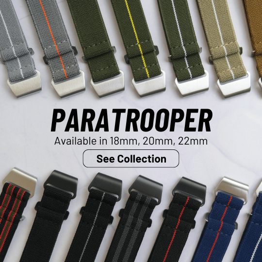 elastic nato or paratrooper straps in various colors - green gray beige black blue
