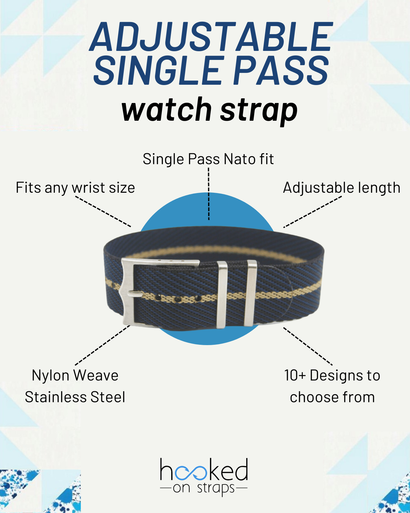 features of adjustable single pass nato and perlon strap