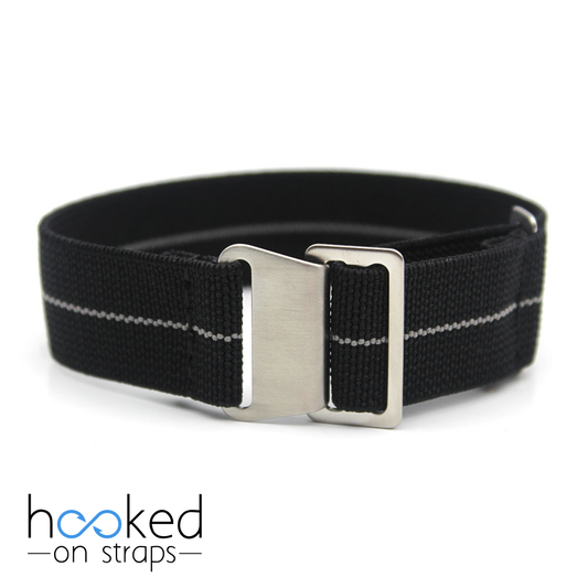 black elastic nato strap with gray centerline