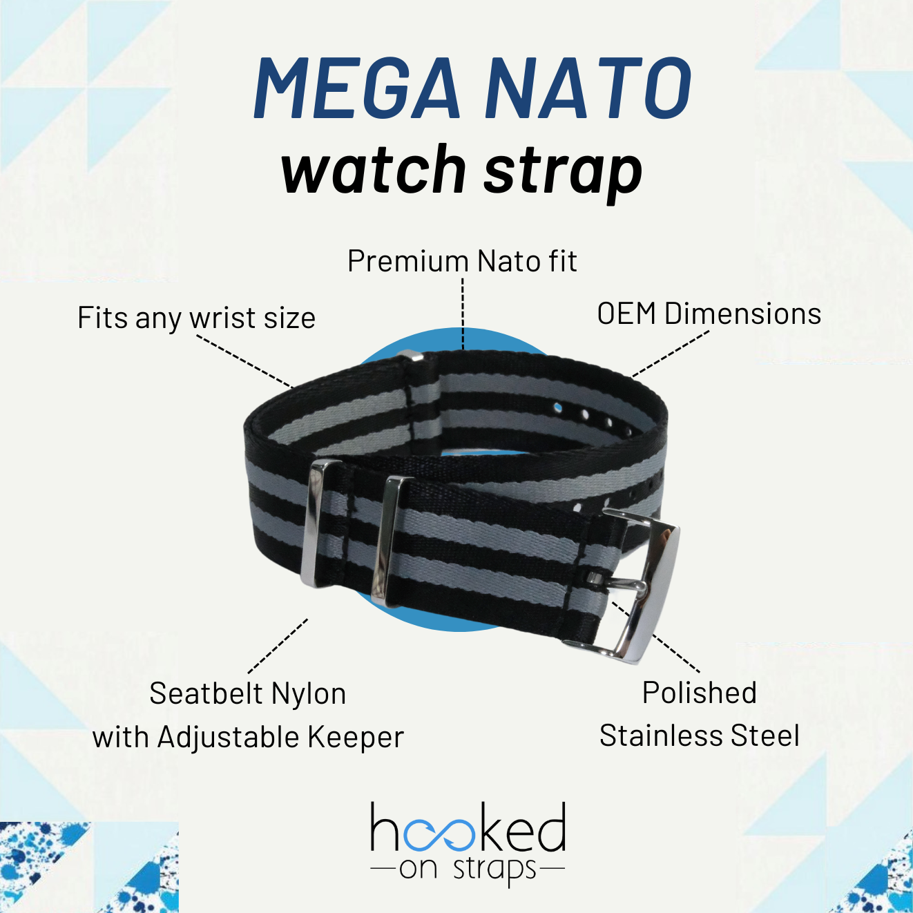 features of omega mega seatbelt nato strap