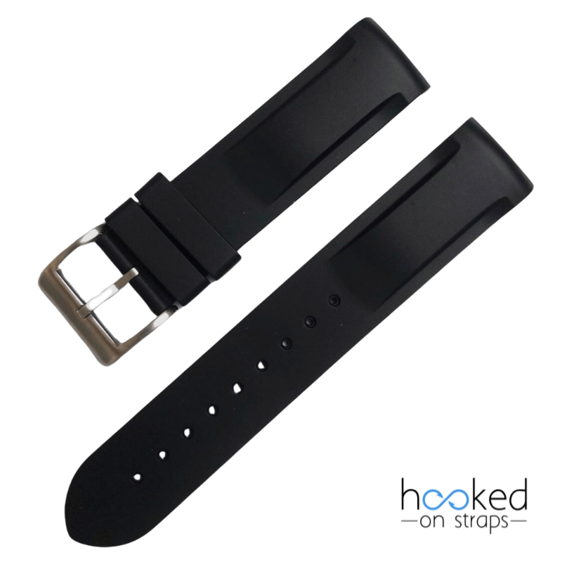 mercury black curved rubber replacement strap for moonswatch