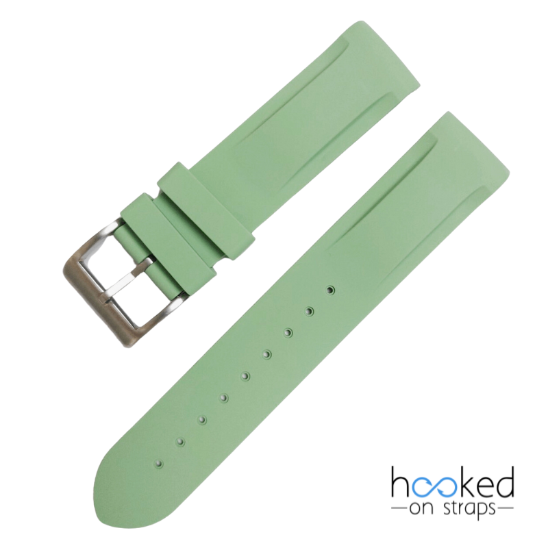 earth green curved rubber replacement strap for moonswatch