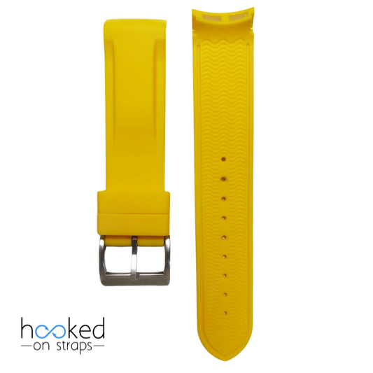 sun yellow curved rubber replacement strap for moonswatch