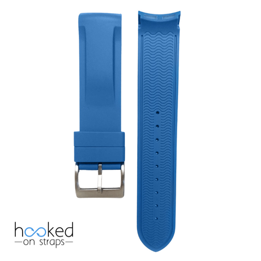neptune blue curved rubber replacement strap for moonswatch