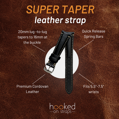 Super Taper Leather - Rome | Black with Beige Stitch