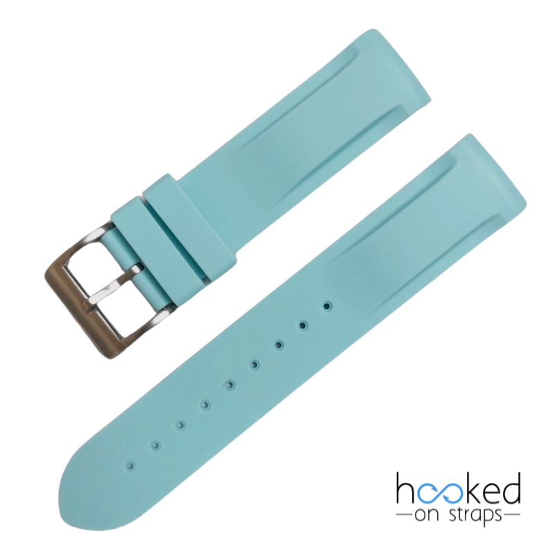 uranus blue curved rubber replacement strap for moonswatch