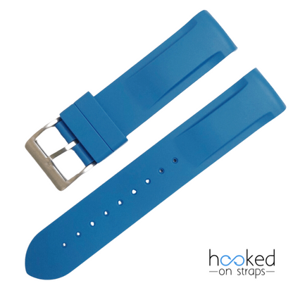 neptune blue curved rubber replacement strap for moonswatch