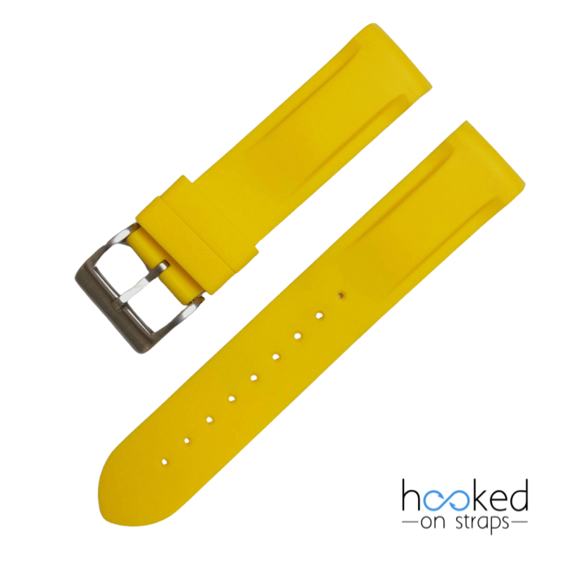 sun yellow curved rubber replacement strap for moonswatch