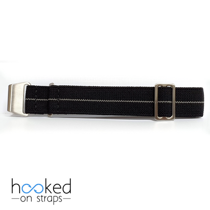 black elastic nato strap with gray centerline