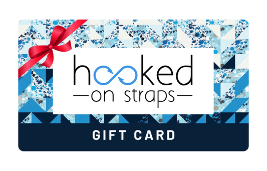 gift card image with hooked on straps logo