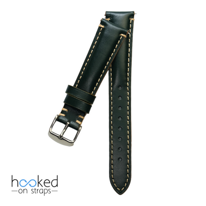 green cordovan leather watch strap