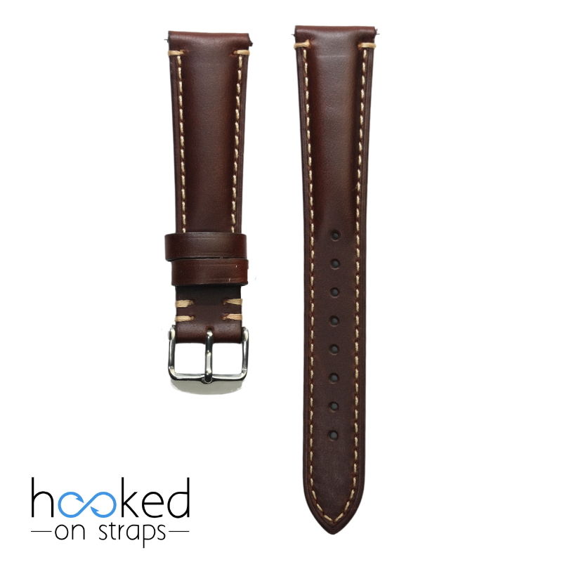 brown cordovan leather strap - front view