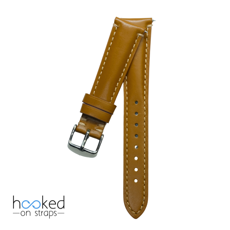 cordovan leather strap - front photo -  brown tan