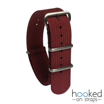 red maroon regular ribbed nato strap 