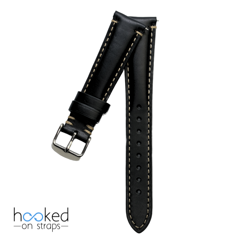 black cordovan leather watch strap