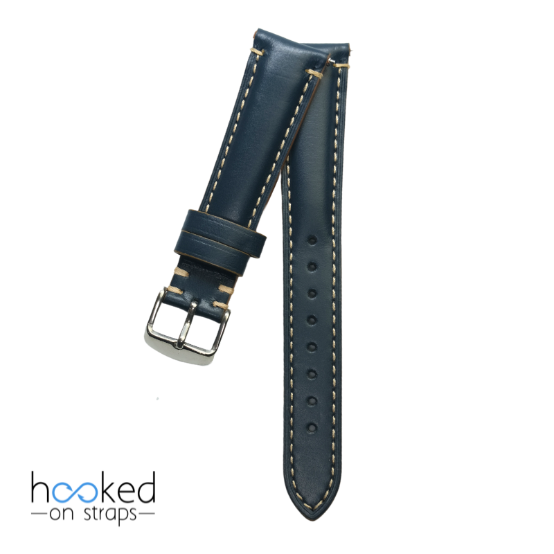 blue cordovan leather watch strap